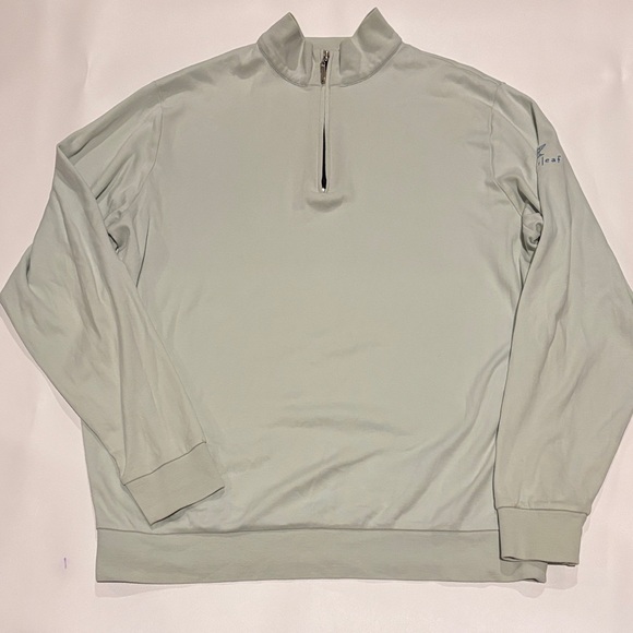 Peter Millar Light Green Quarter-Zip Pullover Large Pima Cotton Silverleaf Golf - Picture 1 of 9